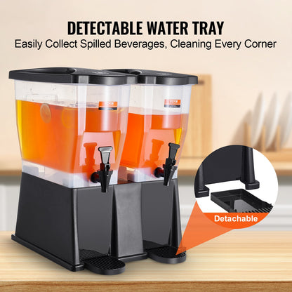 Dryckesdispenser, 3 gallon x 2 dryckesdispenser för fester, Juicedispenser i plast med lock, iste Lemonad Juice Water Dispenser, för restauranger, hotell, fester