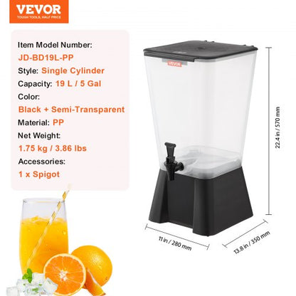 Dryckesdispenser 19L Dryckesdispenser för Fester Plast med Kran