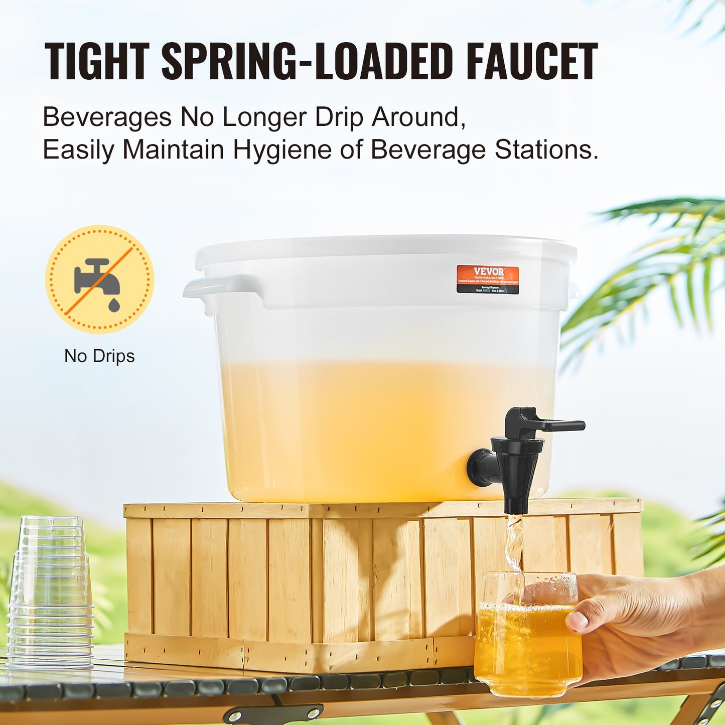 Beverage Dispenser, 3 gallon dryckesdispenser för fester, Juice Dispenser i plast med tapp och lock, Iced Tea Lemonade Juice Dispenser, för restauranger, hotell, fester, 2-pack