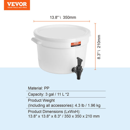 Beverage Dispenser, 3 gallon dryckesdispenser för fester, Juice Dispenser i plast med tapp och lock, Iced Tea Lemonade Juice Dispenser, för restauranger, hotell, fester, 2-pack