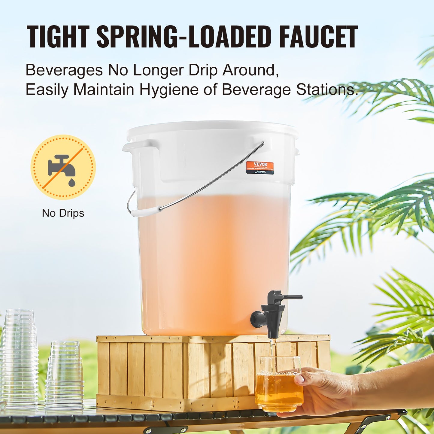 Beverage Dispenser, 5 gallon dryckesdispenser för fester, Juice Dispenser i plast med tapp och lock, Iced Tea Lemonade Juice Dispenser, för restauranger, hotell, fester