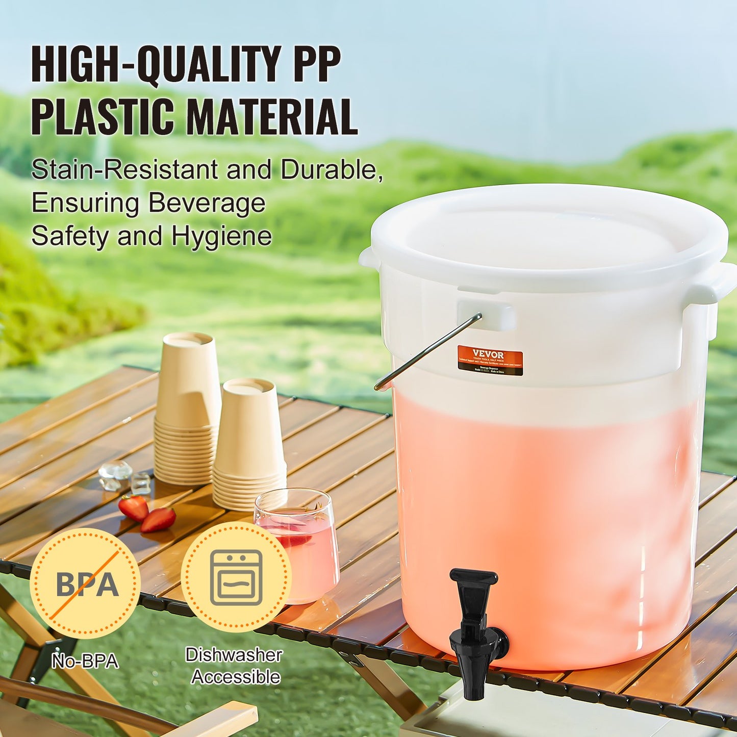 Beverage Dispenser, 5 gallon dryckesdispenser för fester, Juice Dispenser i plast med tapp och lock, Iced Tea Lemonade Juice Dispenser, för restauranger, hotell, fester