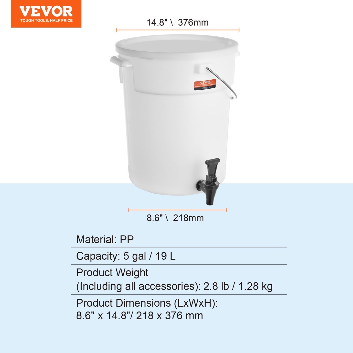 Beverage Dispenser, 5 gallon dryckesdispenser för fester, Juice Dispenser i plast med tapp och lock, Iced Tea Lemonade Juice Dispenser, för restauranger, hotell, fester