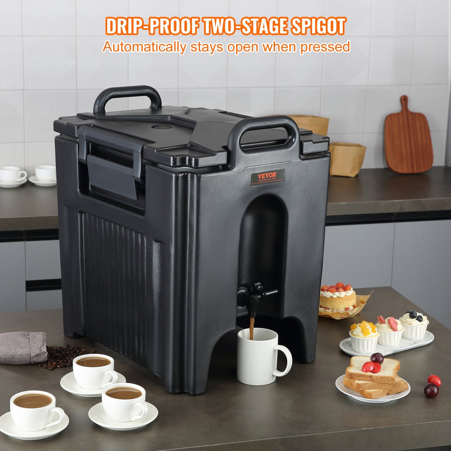 Isolerad dryckesdispenser, 10 gallon, livsmedelsklassad LL9450UP server för varma och kalla drycker, termisk dryckesdispenserkylare med 1,18 i PU-lager tvåstegs kranhandtag, för restaurangens dryckesbutik