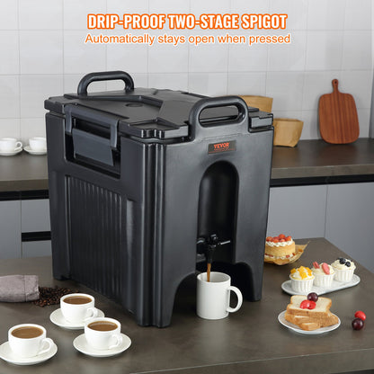 Isolerad dryckesdispenser, 10 gallon, livsmedelsklassad LL9450UP server för varma och kalla drycker, termisk dryckesdispenserkylare med 1,18 i PU-lager tvåstegs kranhandtag, för restaurangens dryckesbutik
