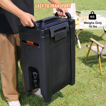 Isolerad dryckesdispenser, 5 gallon, livsmedelsklassad LDPE server för varm och kall dryck, kylare för termisk dryck med 0,9 tums PU-lager tvåstegs kranhandtag, för restaurangens dryckesbutik