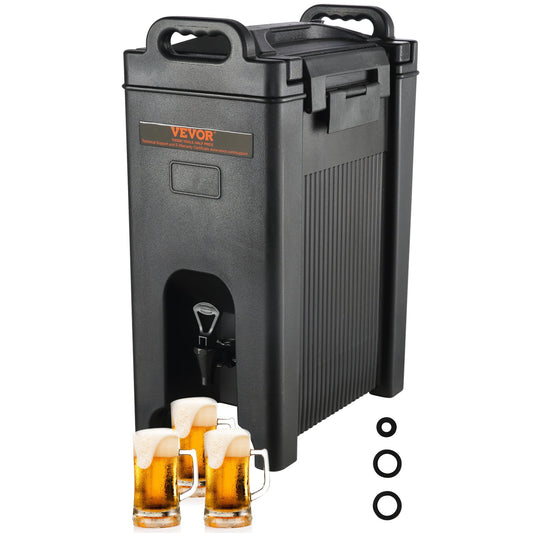 Isolerad dryckesdispenser, 5 gallon, livsmedelsklassad LDPE server för varm och kall dryck, kylare för termisk dryck med 0,9 tums PU-lager tvåstegs kranhandtag, för restaurangens dryckesbutik