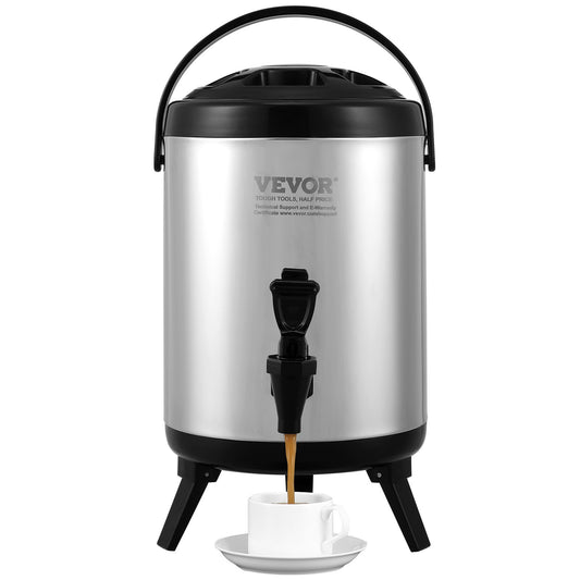 Rostfritt stål isolerad dryckesautomat, 1,5 gallon 6 liter, termisk server för varm och kall dryck med tapphandtag, livsmedelsklassad för varmt te Kaffe Vatten Restaurang Dryckesbutik