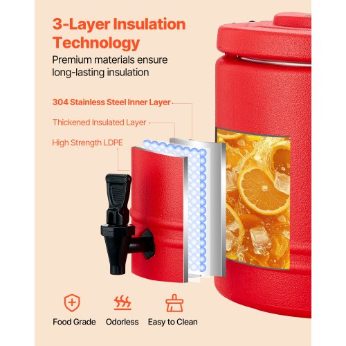 Isolerad dryckesdispenser för varma och kalla drycker 8 liters kylkanna