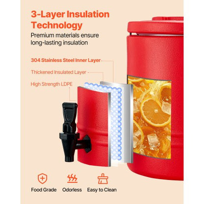 Isolerad dryckesdispenser för varma och kalla drycker 11,4 liters kylkanna