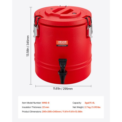 Isolerad dryckesdispenser för varma och kalla drycker 11,4 liters kylkanna