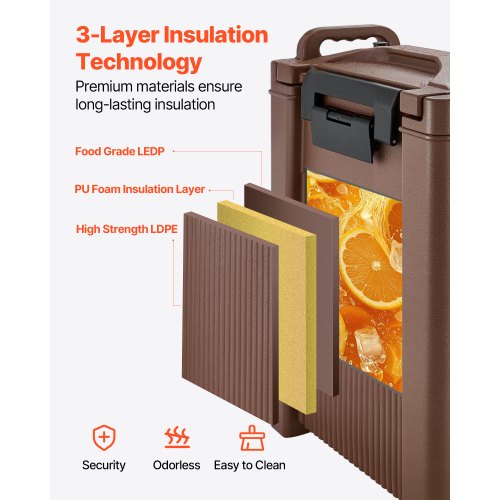 Isolerad Dispenser för Varma och Kalla Dryckeser 5Gal/19L Livsmedelsklassad Dryckesservering