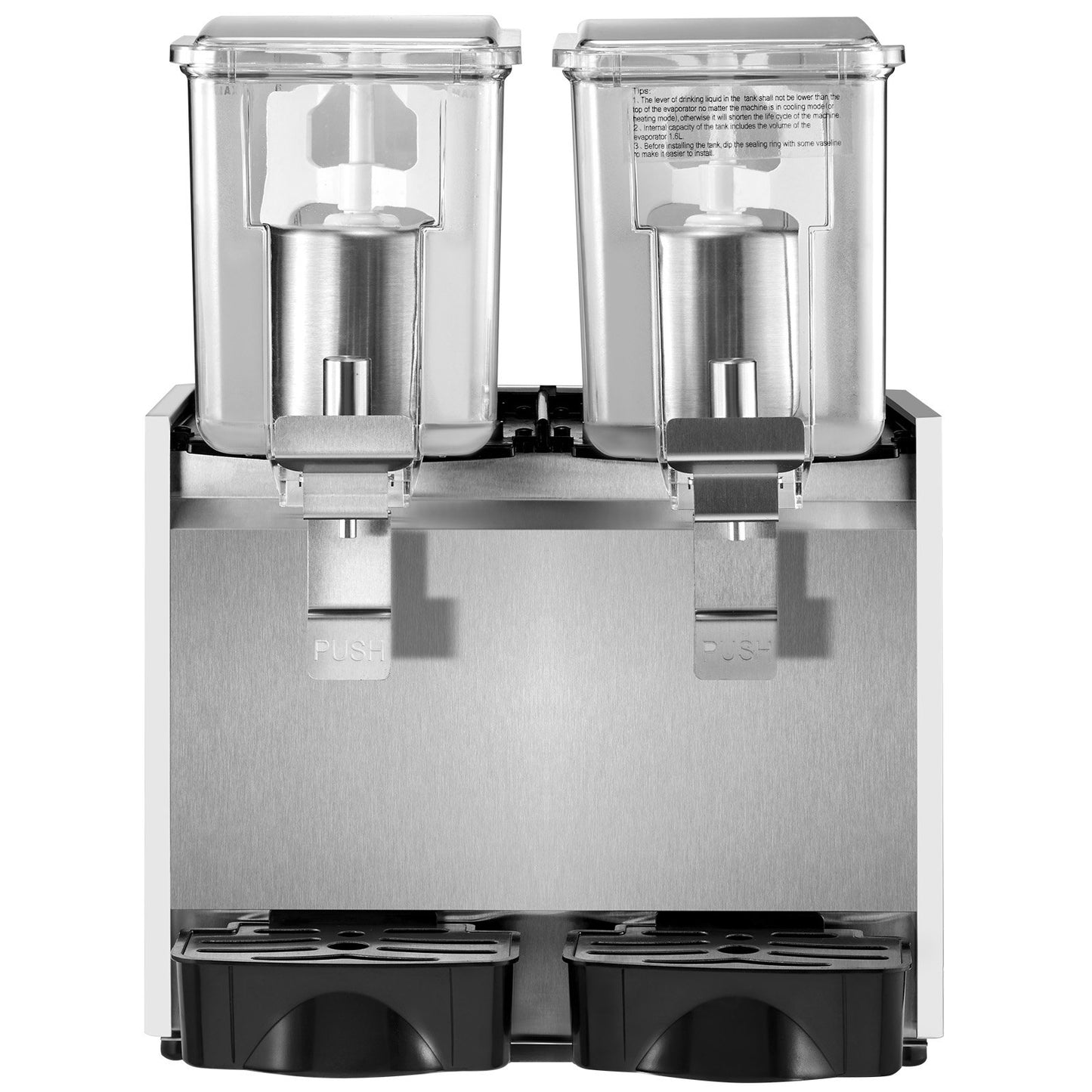 Kommersiell kalldrycksdispenser i rostfritt stål fruktjuice dryckesautomater 2 tankar 6,4 gallon iste-drycksdispenser utrustad med termostatkontroll