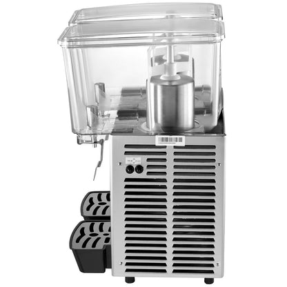 Kommersiell kalldrycksdispenser i rostfritt stål fruktjuice dryckesautomater 2 tankar 6,4 gallon iste-drycksdispenser utrustad med termostatkontroll