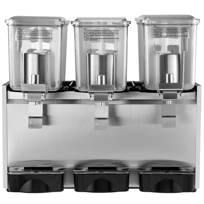 Kommersiell kalldrycksdispenser i rostfritt stål fruktjuice dryckesautomater 3 tankar 9,6 gallon iste-drycksdispenser utrustad med termostatkontroll