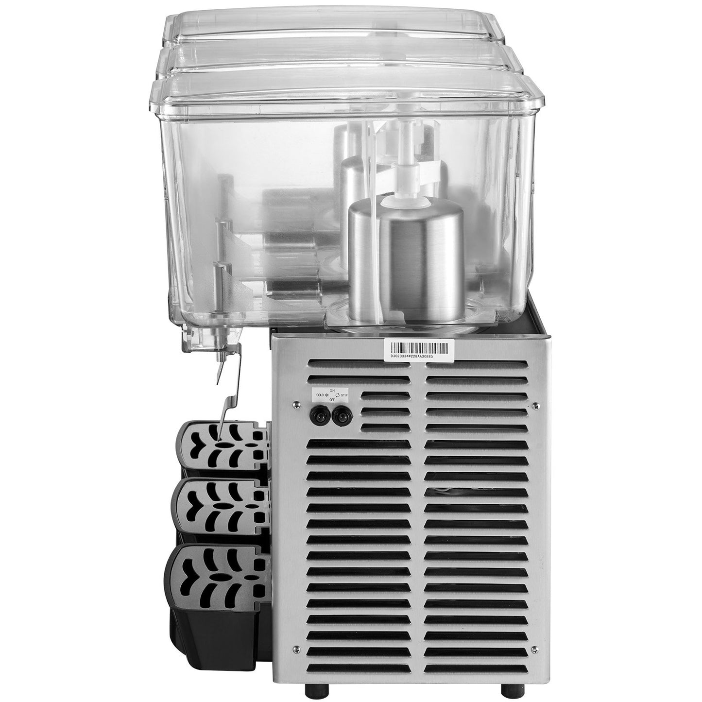 Kommersiell kalldrycksdispenser i rostfritt stål fruktjuice dryckesautomater 3 tankar 9,6 gallon iste-drycksdispenser utrustad med termostatkontroll