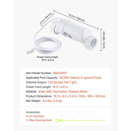 saltvattenklorinatorsystem W3T-Cell-15 för markpool 40000 gallons |  EU