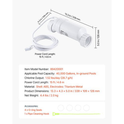 saltvattenklorinatorsystem W3T-Cell-15 för markpool 40000 gallons |  EU