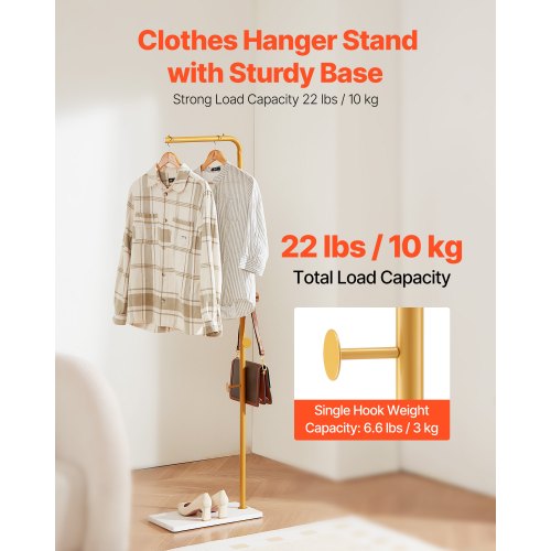 Garderobenständer Freistehende Garderobe mit Quarzsteinsockel und 3 runden Haken | EU