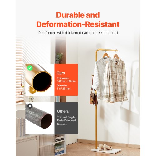 Garderobenständer Freistehende Garderobe mit Quarzsteinsockel und 3 runden Haken | EU