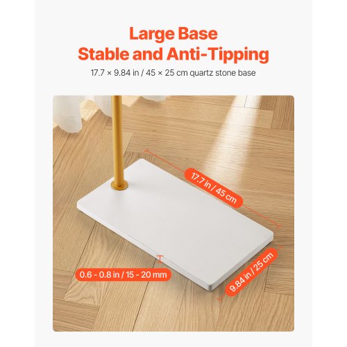 Garderobenständer Freistehende Garderobe mit Quarzsteinsockel und 3 runden Haken | EU