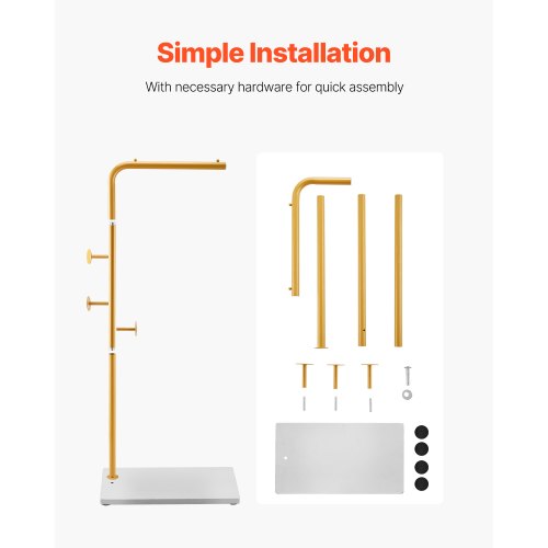 Garderobenständer Freistehende Garderobe mit Quarzsteinsockel und 3 runden Haken | EU