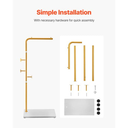 Garderobenständer Freistehende Garderobe mit Quarzsteinsockel und 3 runden Haken | EU
