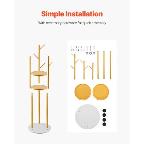 Kleiderbügel Freistehende Garderobe mit Quarzsteinsockel und 9 Haken | EU