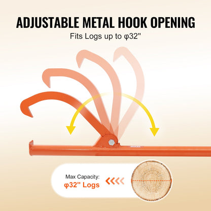 Cant Hook Tool 46.5 in Heavy Duty Steel Log Roller Forestry Logging Tool