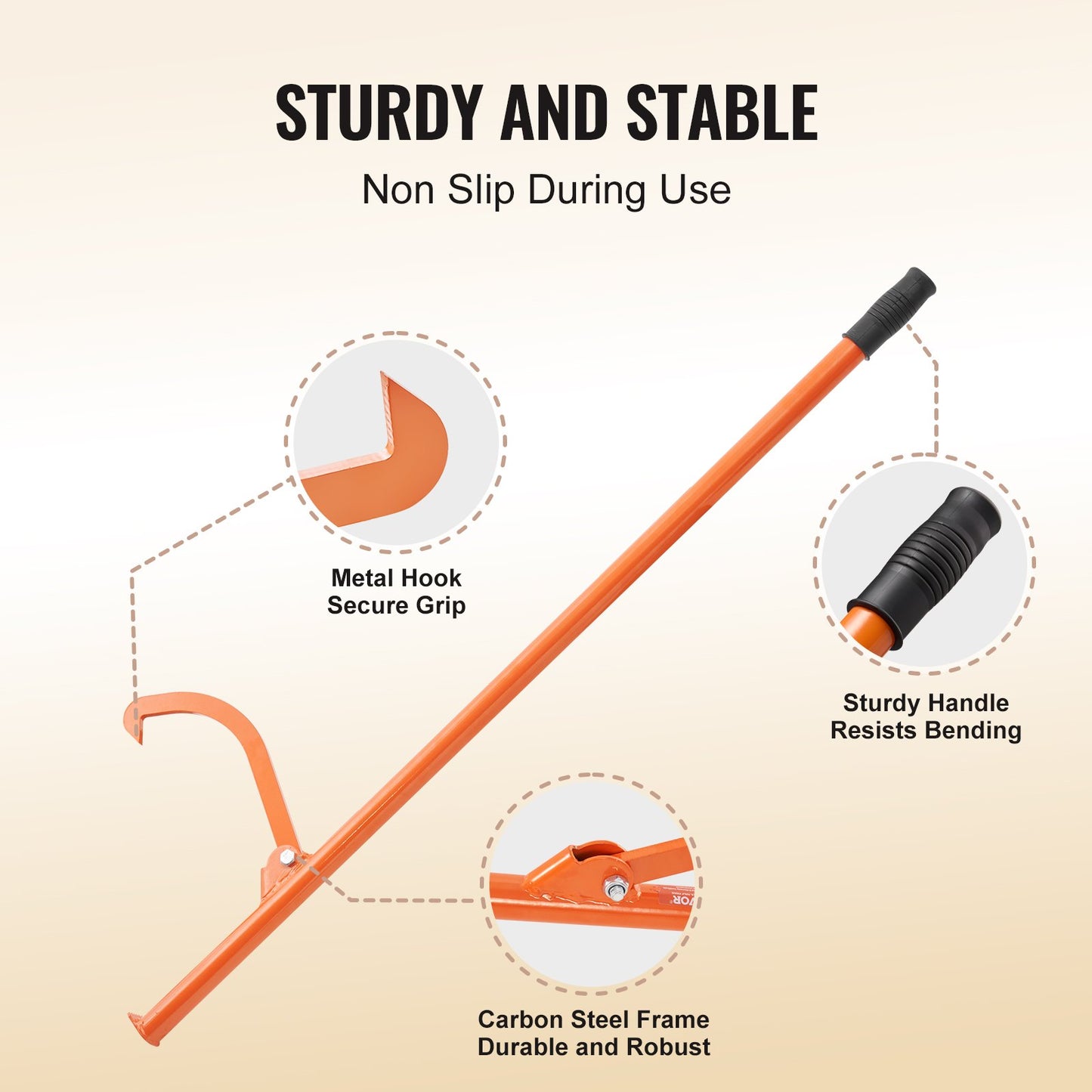 Cant Hook Tool 46.5 in Heavy Duty Steel Log Roller Forestry Logging Tool