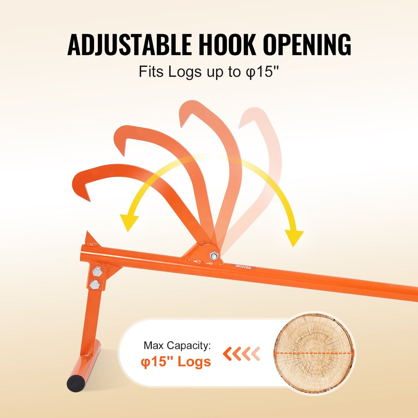 Timberjack 46,5 i Heavy Duty Log Lifter Metal Handtag för Max 15" Dia Logs