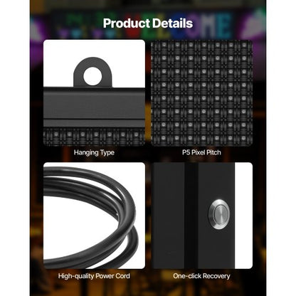 27x14 tum Programmerbar LED-skylt Digital rullande displaykort P5 Fullfärg |  EU