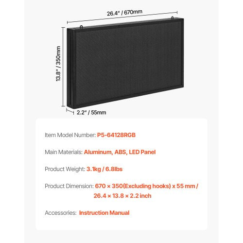 27x14 tum Programmerbar LED-skylt Digital rullande displaykort P5 Fullfärg |  EU