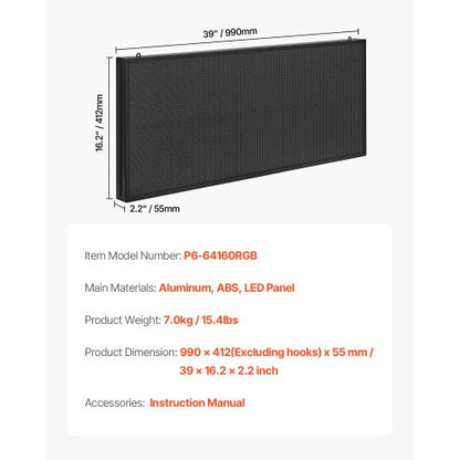 40x18 tum Programmerbar LED-skylt Digital rullande displaykort P6 Fullfärg |  EU