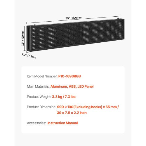 40x8 tum Programmerbar LED-skylt Digital rullande displaykort P10 Fullfärg |  EU