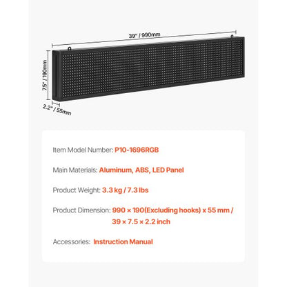 40x8 tum Programmerbar LED-skylt Digital rullande displaykort P10 Fullfärg |  EU