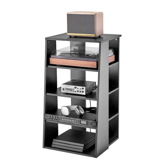 5 Tiers AV Media Stand Höjdjusterbar Audio-Video Media Stand i trä