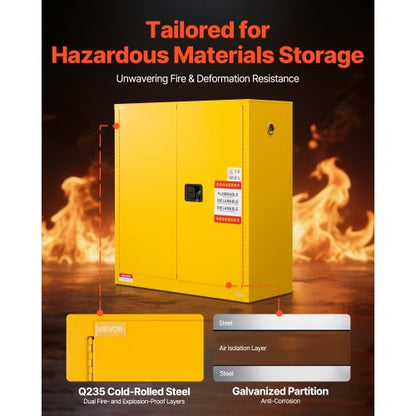 29Gal Flammable Storage Cabinet with Adjustable Shelf for Flammable Liquids | EU
