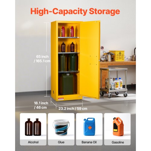 23Gal Flammable Storage Cabinet with Adjustable Shelf for Flammable Liquid | EU