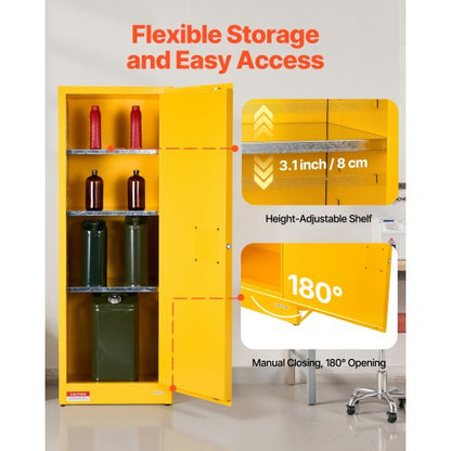 23Gal Flammable Storage Cabinet with Adjustable Shelf for Flammable Liquid | EU