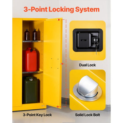 65Gal Flammable Storage Cabinet with Adjustable Shelf for Flammable Liquids | EU