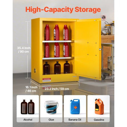 13Gal Flammable Storage Cabinet with Adjustable Shelf for Flammable Liquids | EU
