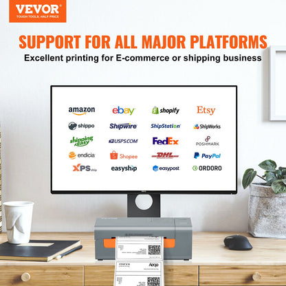 Thermal label printer, 203DPI 60 pcs/min for 4x6 postal packages, USB connection and automatic label recognition, support for Windows/MacOS/Linux, compatible with Amazon, eBay, Etsy, UPS, etc, Gray