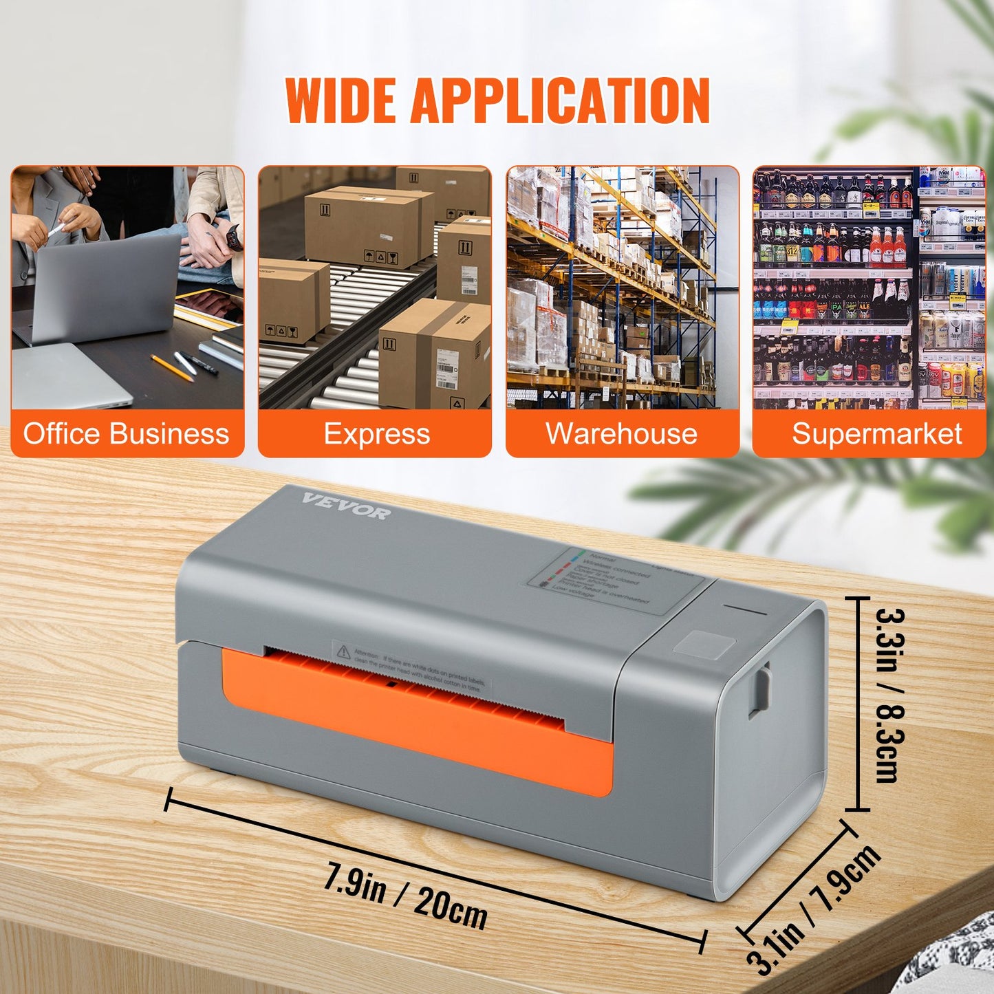 Thermal label printer, 203DPI 60 pcs/min for 4x6 postal packages, USB connection and automatic label recognition, support for Windows/MacOS/Linux, compatible with Amazon, eBay, Etsy, UPS, etc, Gray