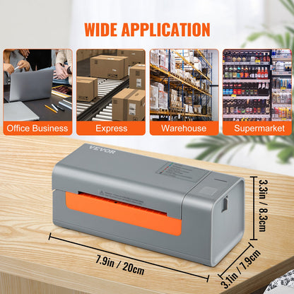 Thermal label printer, 203DPI 60 pcs/min for 4x6 postal packages, USB connection and automatic label recognition, support for Windows/MacOS/Linux, compatible with Amazon, eBay, Etsy, UPS, etc, Gray