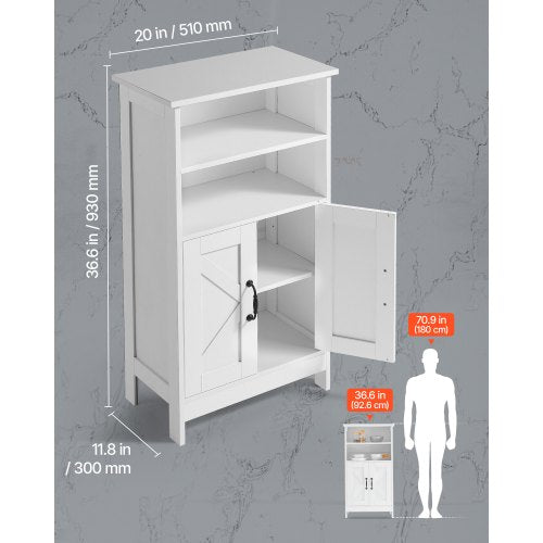 Wooden bathroom cabinet with adjustable shelf, 2 doors, white | EU