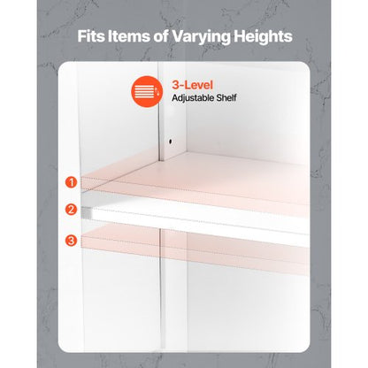 Wooden bathroom cabinet with adjustable shelf, 2 doors, white | EU