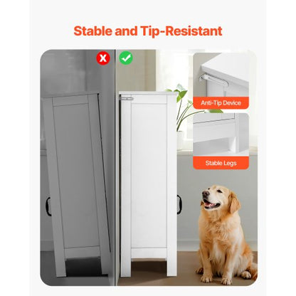 Wooden bathroom cabinet with adjustable shelf, 2 doors, white | EU