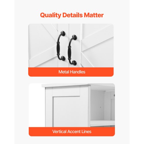 Wooden bathroom cabinet with adjustable shelf, 2 doors, white | EU