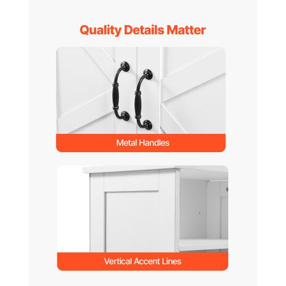 Wooden bathroom cabinet with adjustable shelf, 2 doors, white | EU